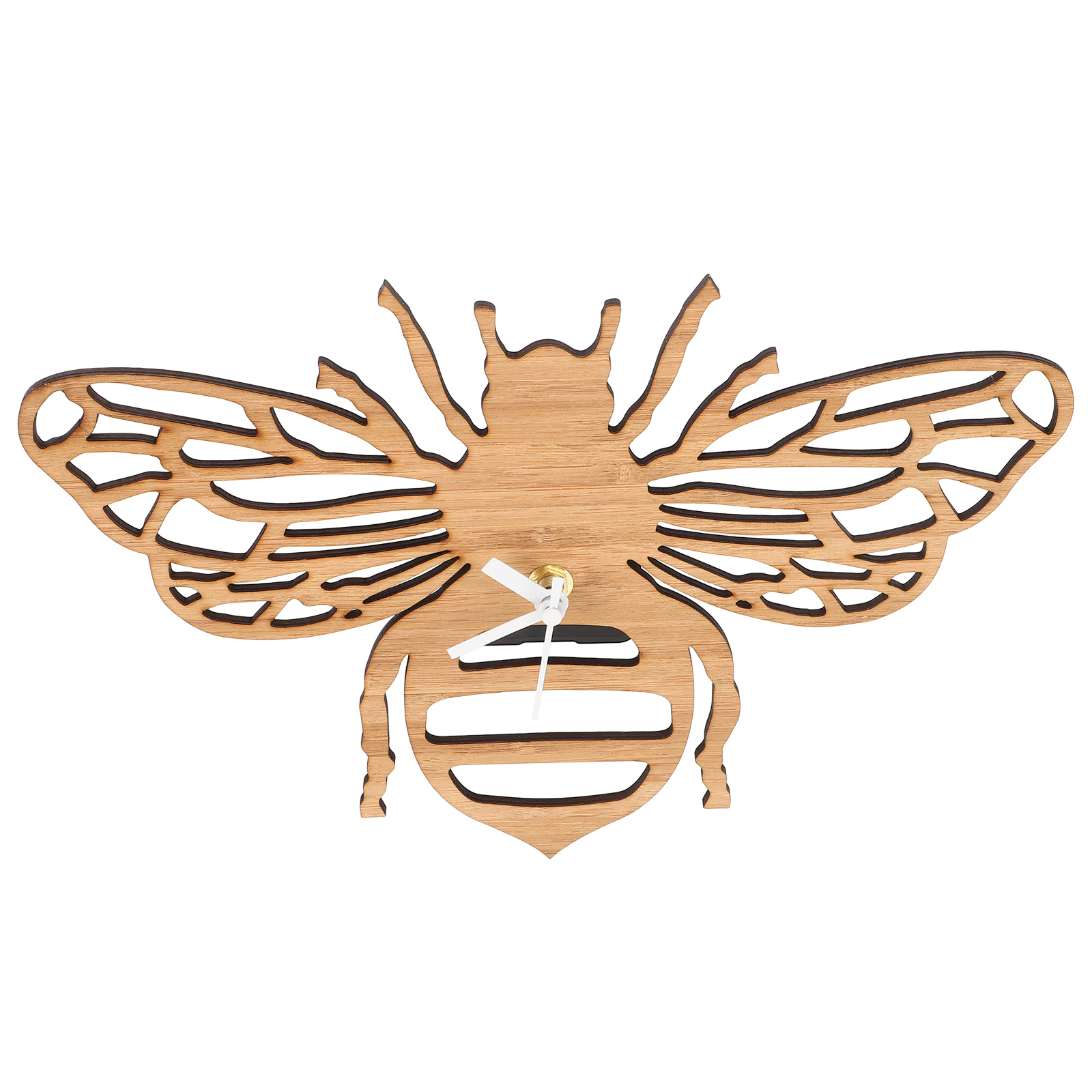 KONTONTY Natural Bee Shaped Wall Clock Light Brown 1Pcs 11.8X8.7X1.6In ...