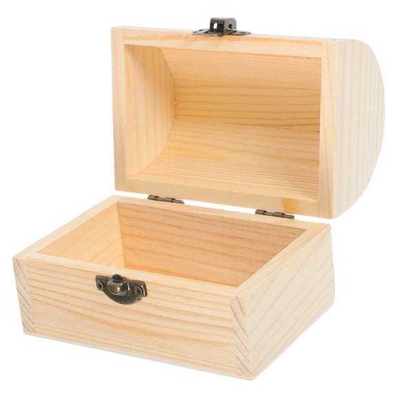 MLINS Beige Arched Wood Case for Storage Use with Lock Design and Solid Color Perfect for DIY Crafting 12x8.2CM