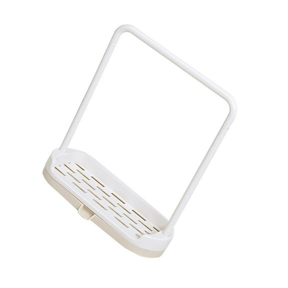 MLINS Beige Kitchen Towel Holder with Drain Spout for Countertop Stable Plastic Dishcloth Drying Rack 7.5 x 4.5 Inches