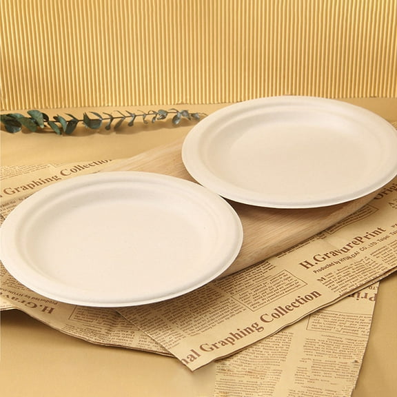 Milisten Disposable Paper Plates Wax Free 50Pcs 7Inch Diameter