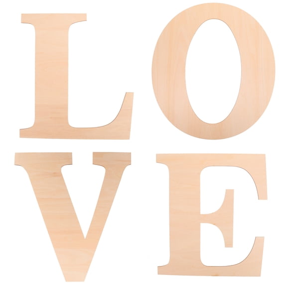Milisten Unfinished Wood Letter For Diy Crafts And Wall Decor 4Pcs 11.6X10.4In