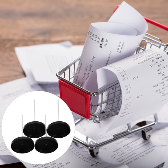 YUYUETIME 1Set Receipt Holder for Office Black Spike with Heavy Base and Safety Cover for Notes and Bills