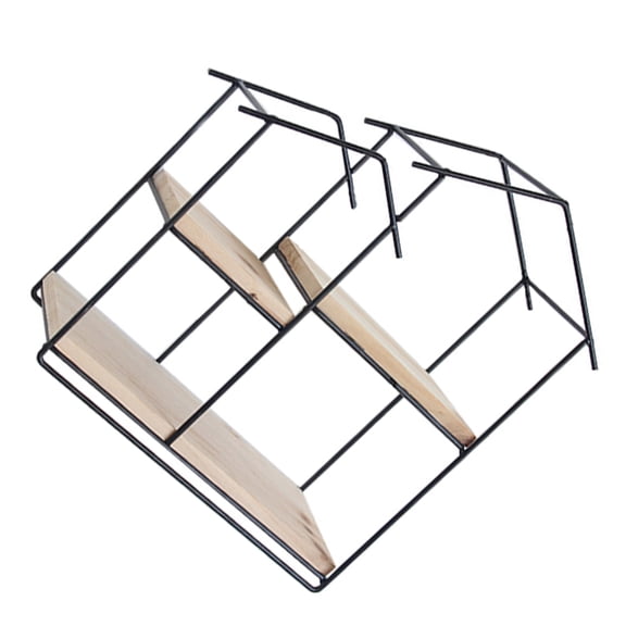 MLINS Double Layer Wall-Mounted Bird Style Storage Rack Hanging Shelves Organizer for Kitchen, Bathroom, Home - Black