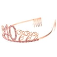thumbnail image 1 of MLINS Birthday Crystal Rhinestone Tiara Queen Crowns Dance Party Headband Hair Combs Pin for Women's 40th Birthday Party Favor Rose Gold, 1 of 9