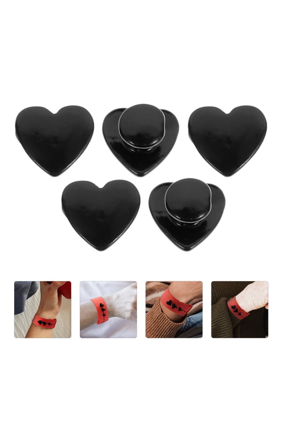 Decorative Watch Band Accessories Heart Watch Strap Black Alloy 5Pcs 0.3X0.3X0.2In