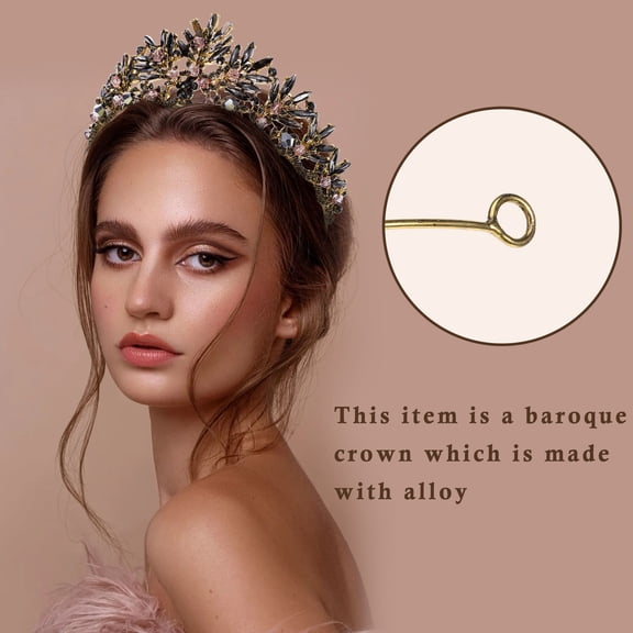 DINHEAROM Elegant Black Baroque Crown Rhinestones for Special Occasions