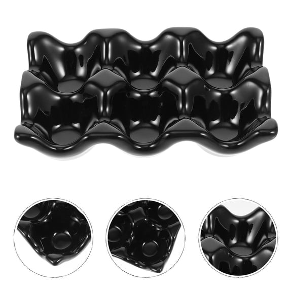 MLINS Black Ceramic Egg Tray for Kitchen with Modern Design and Matte Finish 1 Pc