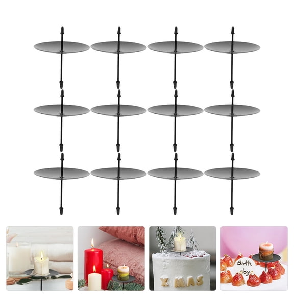 AURARMLET Metal Candlestick Tabletop Arrangement Black 12Pcs 2.8x2.8in