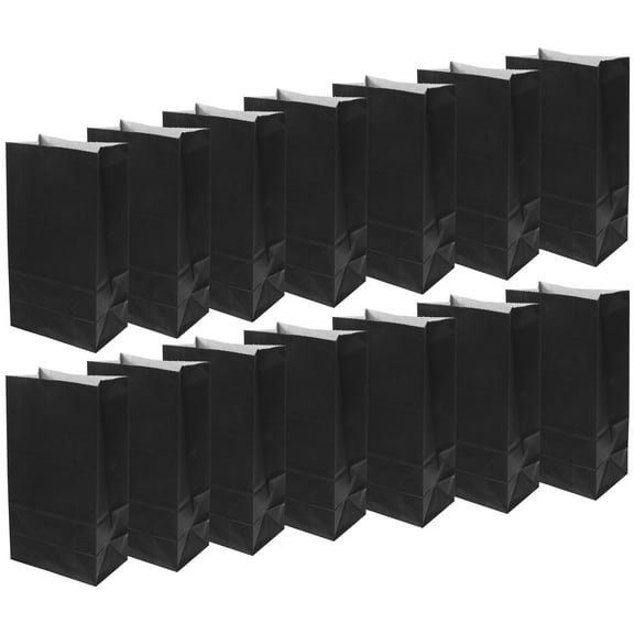 MLINS Black Kraft Paper Storage Bags for Gifts and Candies with Foldable Bottom 20 Pieces Small Size