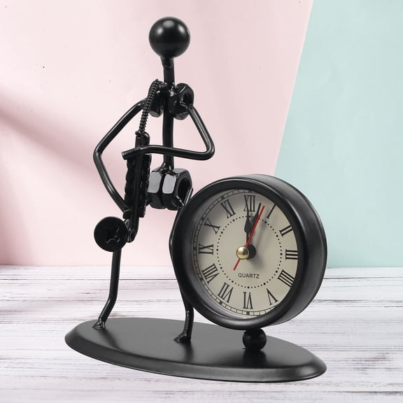MLINS Black Metal Crafts Clock with Creative Iron Music Band Design for Daily Use Decorations 12.5 Inches