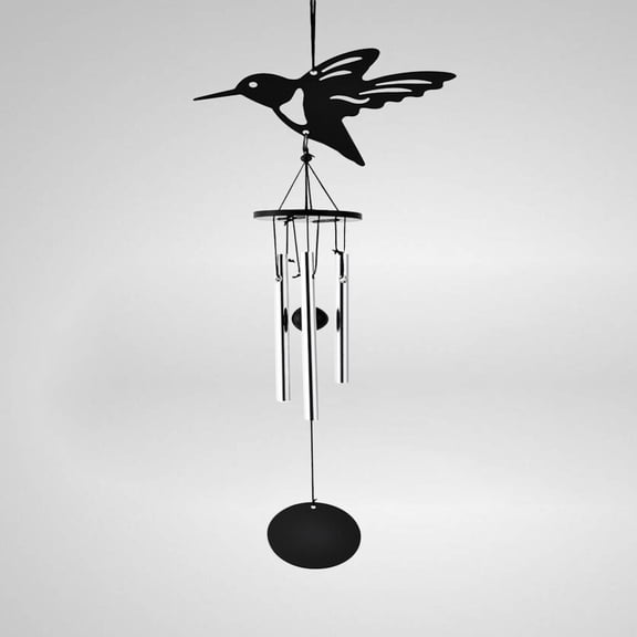MLINS Black Metal Wind Chime with for Decor Use Produces Soothing Sounds and Includes Round Ring for Easy Hanging 8.5 Inches