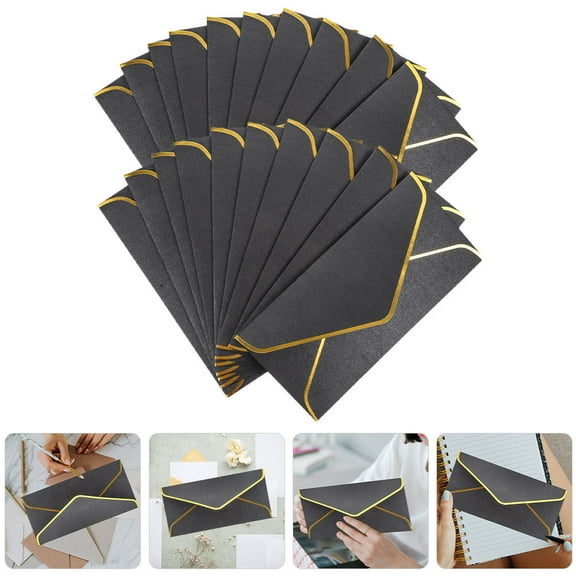 MLINS Black Paper envelopes for Writing Use Simple and Chic with Comfortable Hand Feeling 20 Pieces