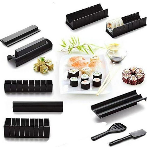 MLINS Black Plastic Sushi Making Mold for Kitchen Use Lightweight Compact and 10 Pieces