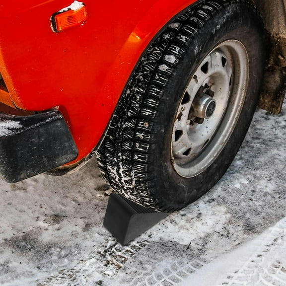 MLINS Black Rubber Wheel Chocks for Car Enhanced Safety and Stability with Nonslip Design 2 Pack