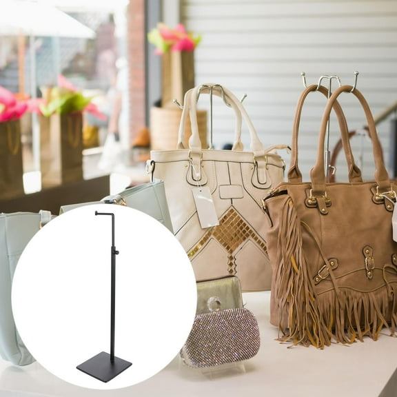 MLINS Black Stainless Steel Adjustable Height Handbag Display Rack for Home or Store Use 7 Type Bag Storage Stand