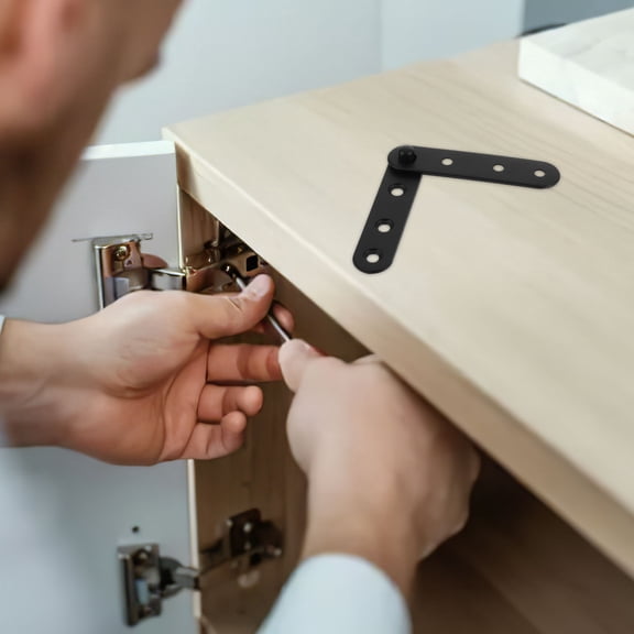 DINHEAROM Brackets for Plates Black Stainless Steel for Cabinetry 4Pcs 2.99X0.63X0.39In