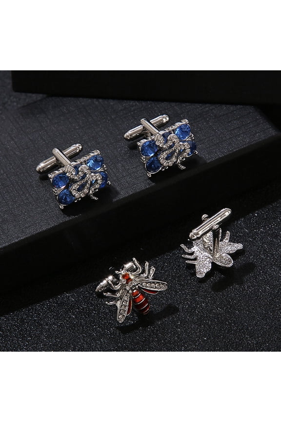 MLINS Blue Alloy Cuff Links for Men with Excellent Craftsmanship and Durability for Formal Occasions 1 Pair