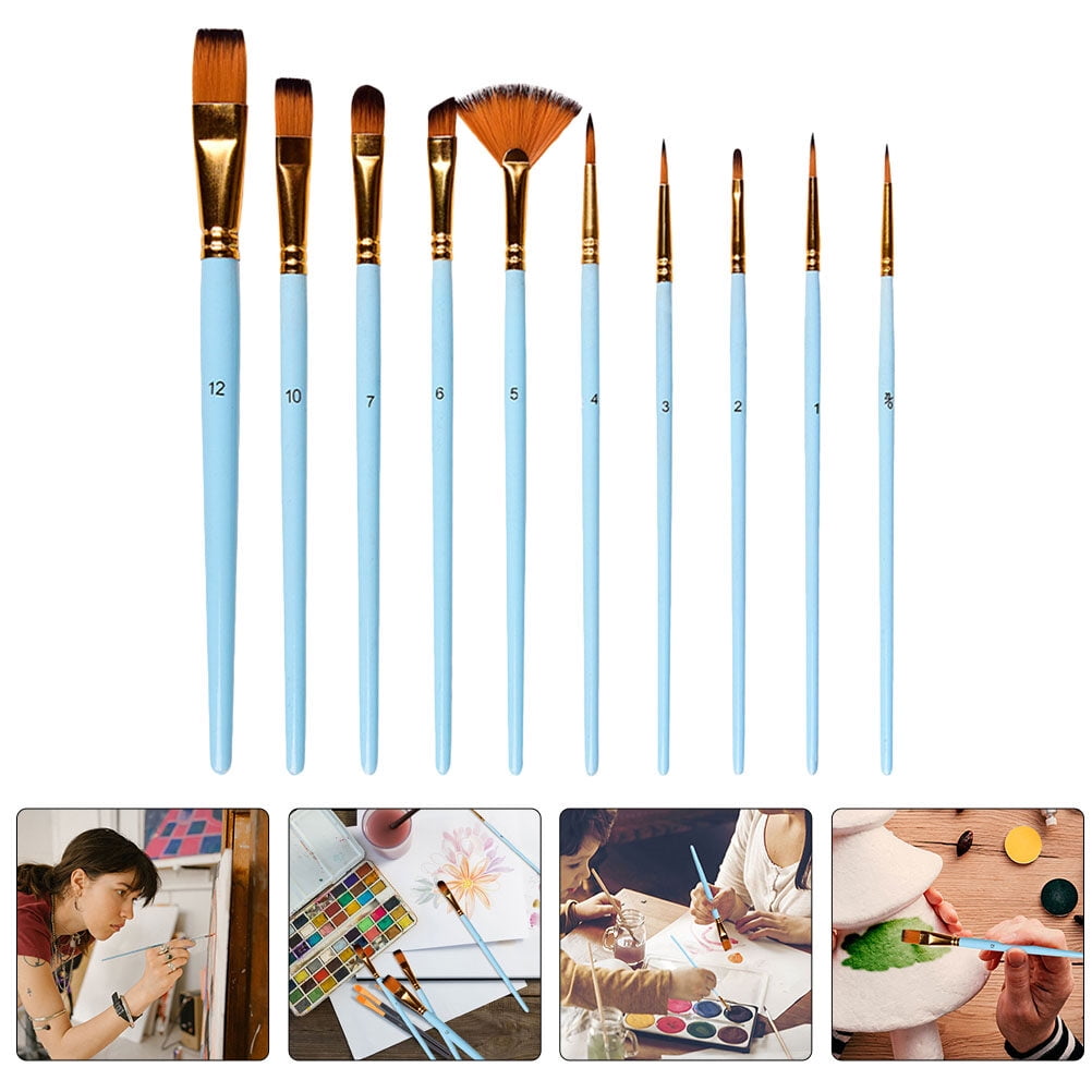 MLINS Blue Nylon Hair Paint Brush Set for Watercolor and Acrylic ...