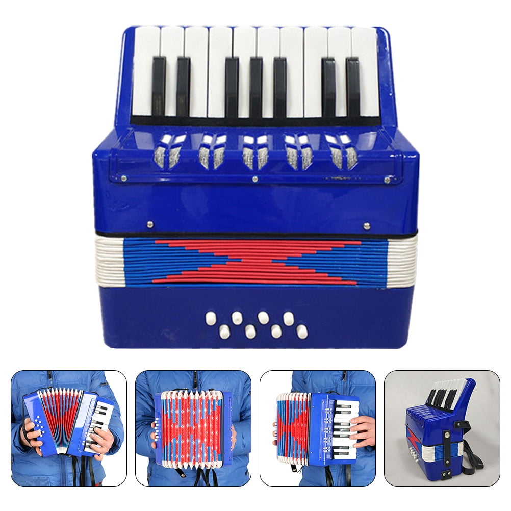 MLINS Blue Plastic Mini Accordion for Kids Crafts with Durable Design and Clear Sound 1 Pc