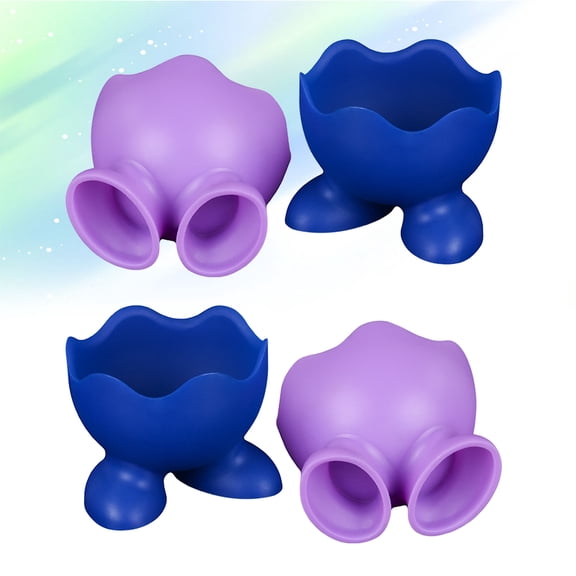 MLINS Blue Silicone Egg Cups for Breakfast Decoration and Kitchen Use 4 Pieces 3.5 Inches