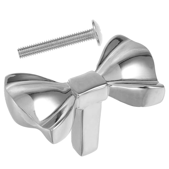 MLINS Bow Dresser Knob Decorative Drawer Pull Unique Cabinet Handle Bowknot Style Silver Knobs for Furniture Hardware 2pcs