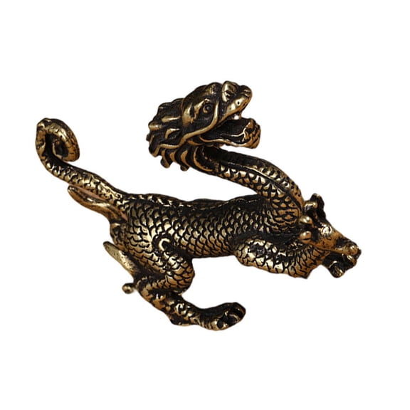 DINHEAROM Dragon Adornment Dragon Modeling Adornment Golden Brass 1Pc