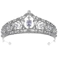 thumbnail image 1 of DINHEAROM Bride Elegant Crown Bridal Tiara Rhinestone Crown Silver Rhinestone 1Pack, 1 of 8