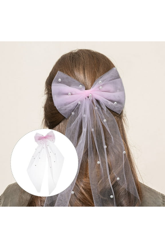 Bridal Hair Bow Veil Bride Back Hair Bow Clip Wedding Hair Accessory Costume Prop