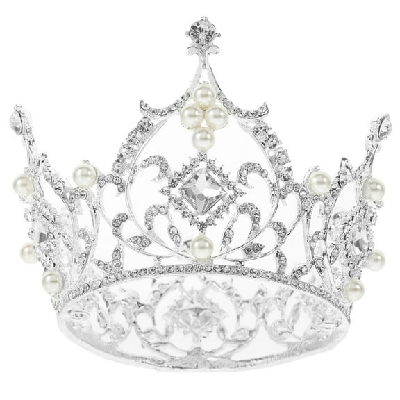 MLINS Baroque Crown for Women with Sparkling Rhinestones on Alloy Material Perfect for Wedding Decoration White
