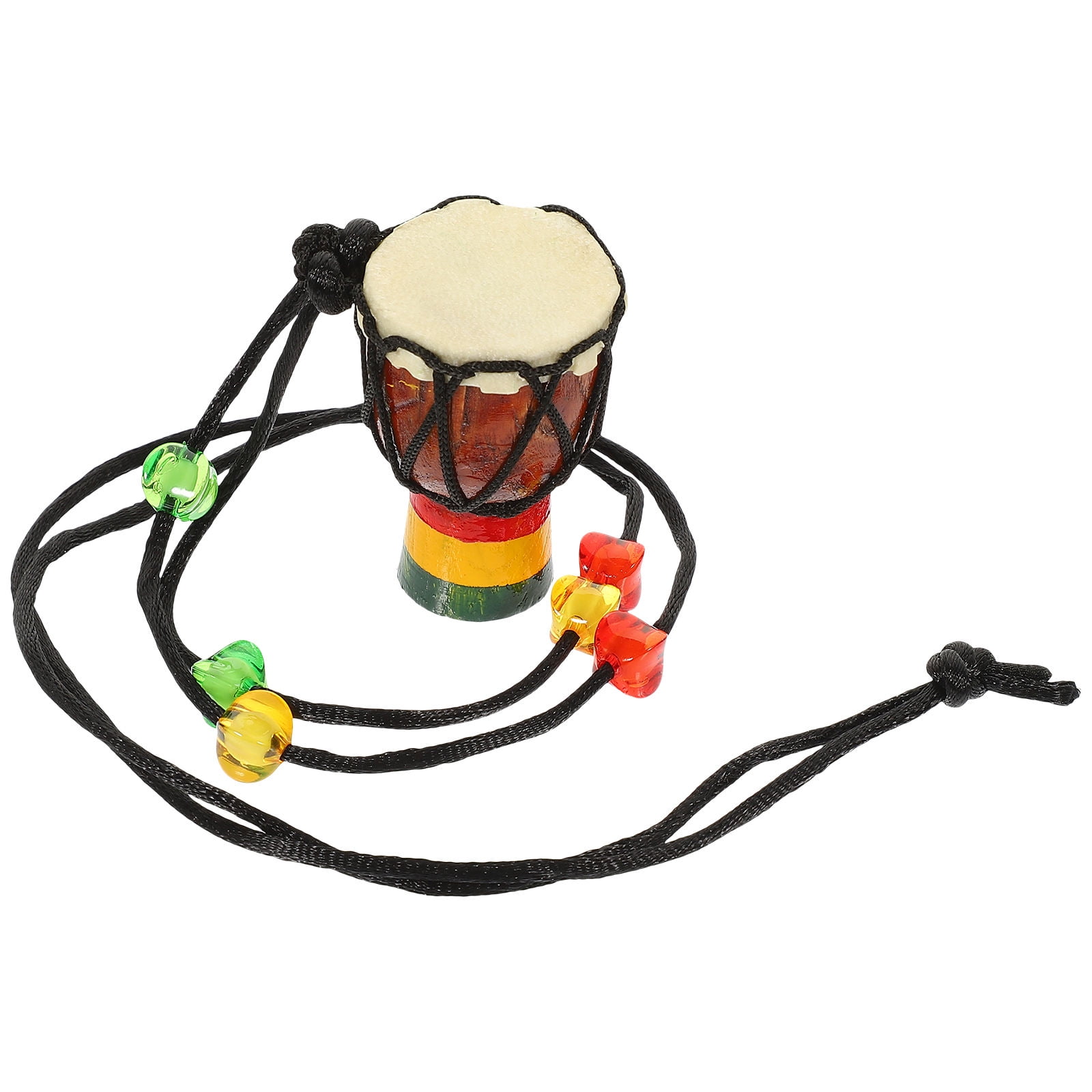 MLINS Brown Wooden African Hand Drum for Wearing Traditional Miniature Musical Instrument Gift 3.5 inches
