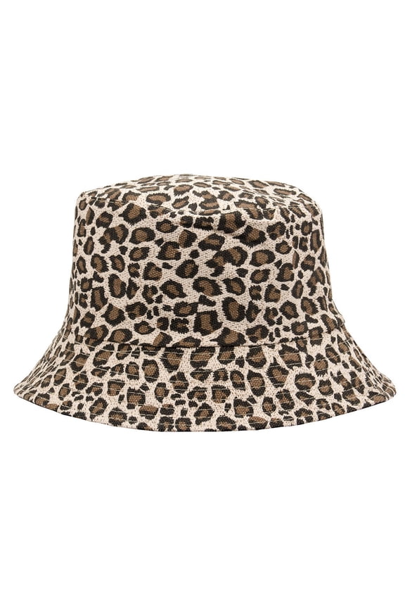 Bucket Hat with Ponytail Hole Sun Visor Small Leopard Women's