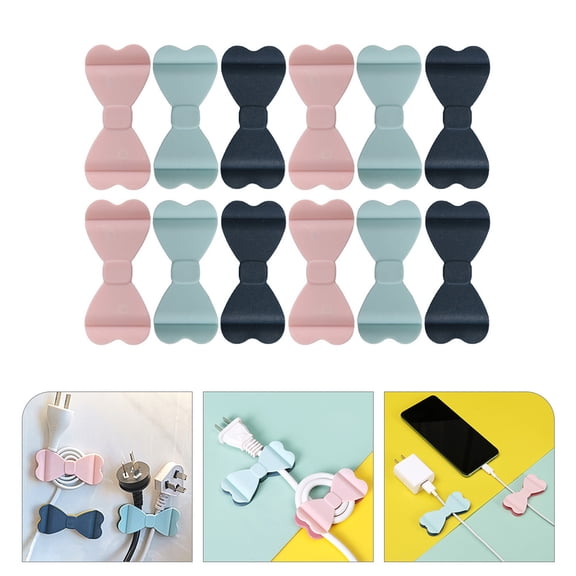 MLINS Cable Management Cord Keeper for Home Use Adhesive Cable Organizers for Cables Assorted Color 12pcs
