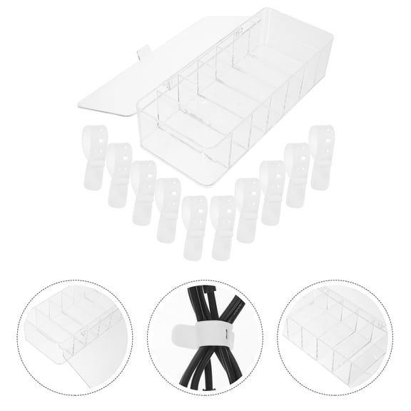 MLINS  Cable Storage Box Organizer Stackable Wire Desktop Accessories Charging Cables Office