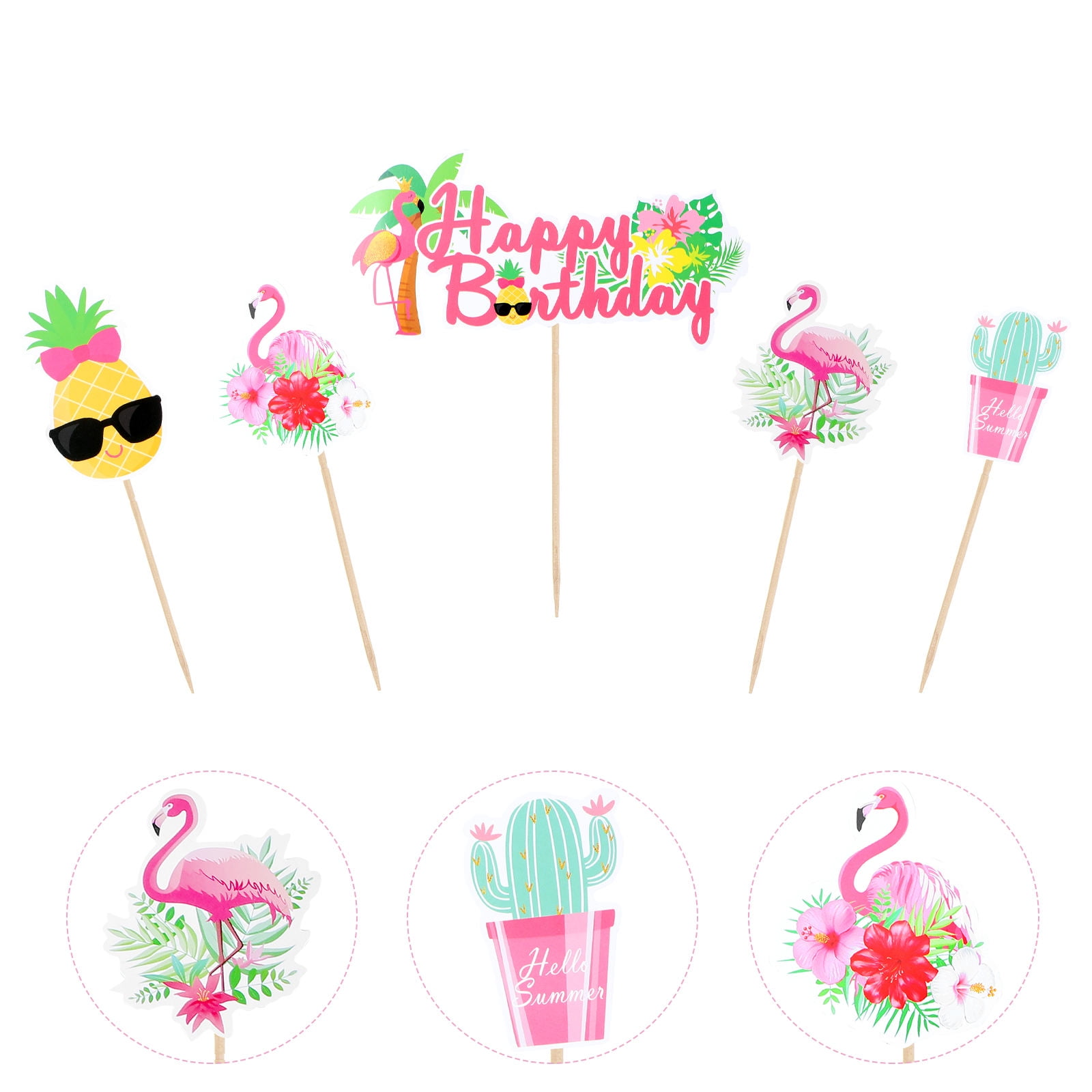 MLINS Cake Insert Combination Flamingo Cupcake Topper Popular Pool ...
