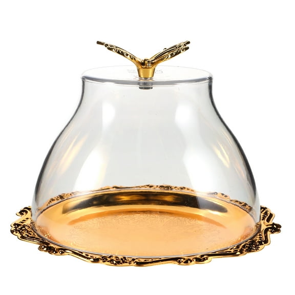 MLINS Cake Plate With Dome Cake Stand Serving Platter With Lid Round Food Serving Tray Metal Cake Serving Plate