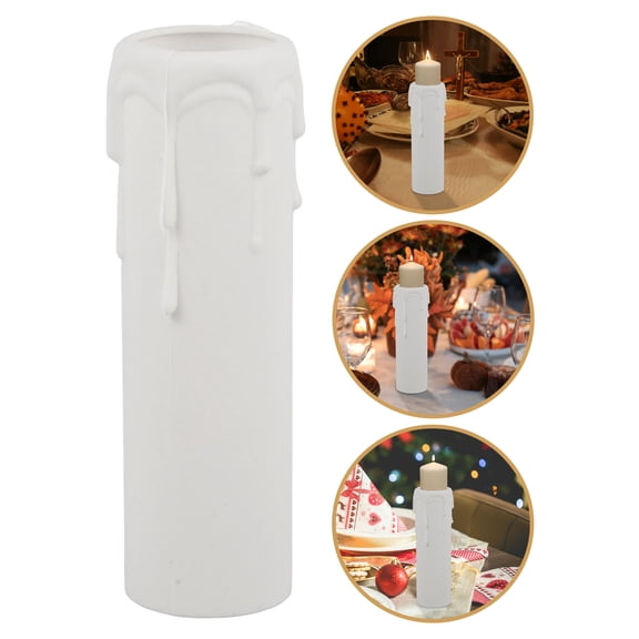 MLINS Candle Drips Sleeves with Wax Drop Effect for Chandeliers and Candelabras 12 Pieces White PVC