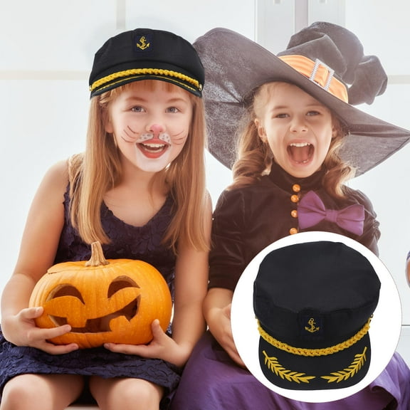 MLINS Captains Hat Navy Cap Embroidered Navy Hat Men's Child 25.00X18.50X5.00CM Black