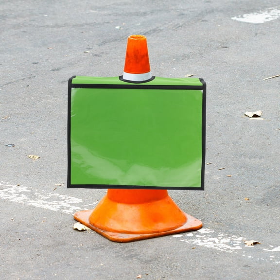 DINHEAROM Traffic Cone Sign Sleeve Green 2Pcs 22.4X13.0X0.4In