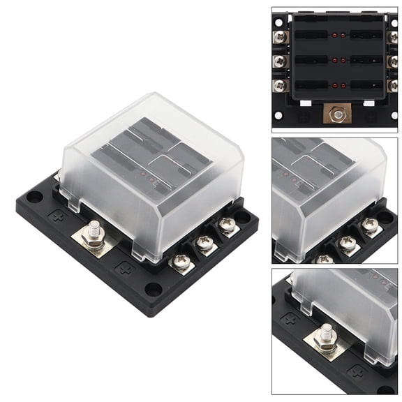 MLINS Car Modified 6 Way Fuse Box with LED Indicator Light Screw Wiring Terminal