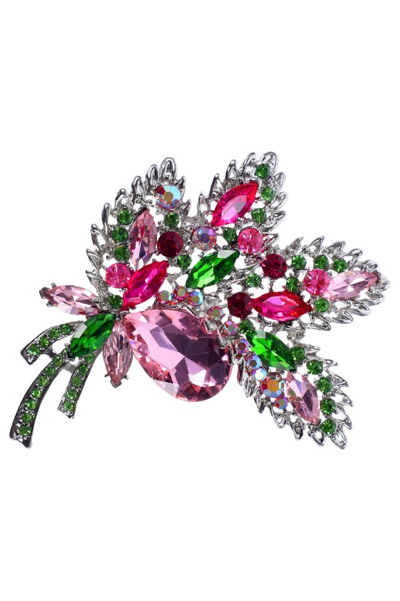 Alloy Crystal Flower Brooch Multi Rhinestone Pin for Decoration
