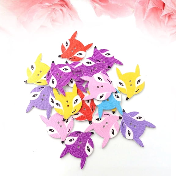 MLINS Cartoon Head White Base Colorful Wooden Buttons for Sewing Crafting Clothing 2 Holes Mixed Color