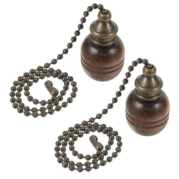 MLINS Ceiling Fan Light Pull Chain with Wooden and Metal Pendant for Home Decor 2 Pieces