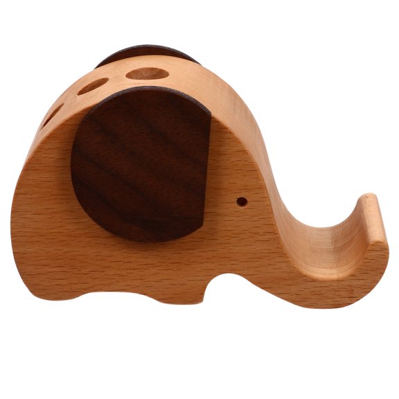 FONWILYO 1Pc Wooden Desktop Phone Bracket with Pen Container Khaki for Home and Office