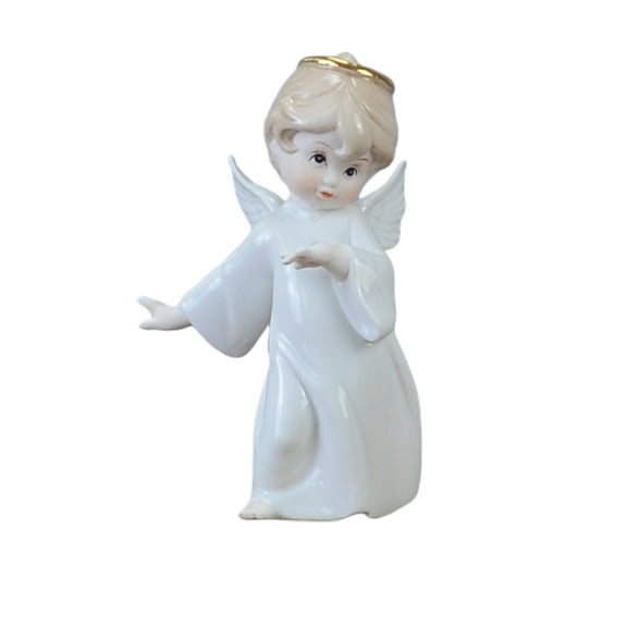 MLINS Ceramic Angel Desk Decoration Small White Crafts Table Ornament Home Accent