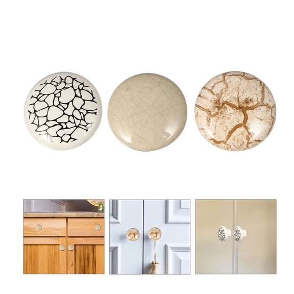 MLINS Ceramic Door Handle with Antique Finish for Furniture 3 Pieces Assorted Color