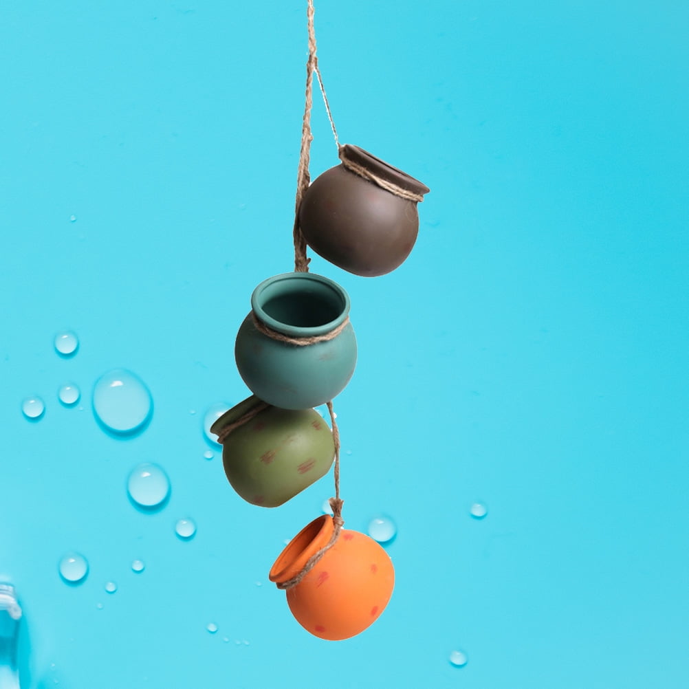 MLINS Ceramic Hanging Planters with Rope for Wall Ceiling Mount 4pcs Multicolor Ceramic Pots with