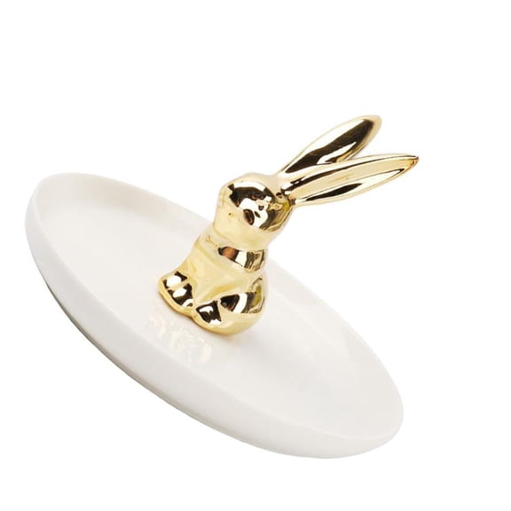 MLINS Ceramic Jewelry Storage Tray with Cute Rabbit Design for Earrings Rings and Bracelets 1PC Multi