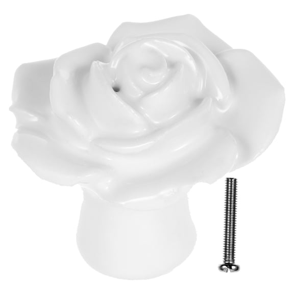 MLINS Ceramic White Door Knob with Floral Design for Cabinet Handle Home Use Easy Installation
