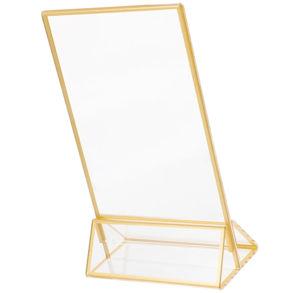 MLINS Certificate Display Stand Clear Table Sign Holder Golden