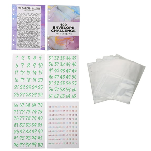 MLINS Challenge Savings Book Refill Payment Stickers Binder Clips Saver Transparent